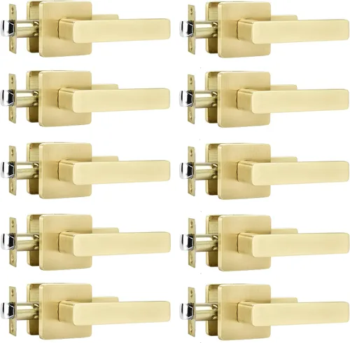 Miniatura 14 de Leydebong - Paquete de 4 picaportes resistentes para entrada con llave, manija dorada, llaves iguales/combo con llave, reversible para la izquierda