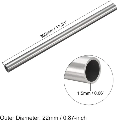 Miniatura 49 de uxcell Tubo de acero inoxidable 304, diámetro exterior de 34 mm x 1,5 mm de espesor de pared, 300 mm de longitud de tubería metálica para maquinaria