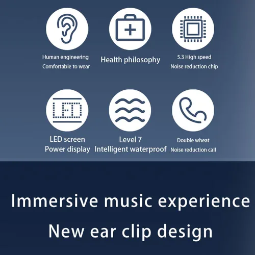Miniatura 7 de Auriculares inalámbricos de oreja abierta Bluetooth con clip en mini auriculares estuche de carga para auriculares deportivos de conducción ósea