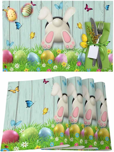 Miniatura 37 de Juego de 1 mantel individual gris de Navidad, manteles individuales de enanos de invierno y cardenales antideslizantes, manteles individuales