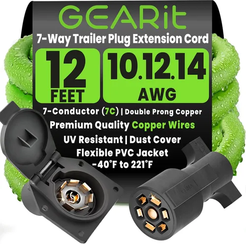 Miniatura 13 de GEARit Cable de extensión para remolque de 7 vías (1 pie) Enchufe de remolque de 7 pines Cable en línea Arnés de cables Conector de clavijas dobles