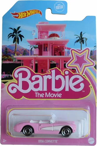 Mattel Hot Wheels Barbie The Movie Barbie 1956 Corvette Car Collectors Artículo con embalaje temático de película para niños y adultos, rosa fundido