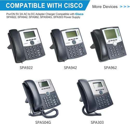 Miniatura 5 de Adaptador de fuente de alimentación de 5 V para teléfonos IP Cisco SPA500, 501G, 508G, CP500, SPA900, SPA504G, SPA303, SPA922, SPA942 y SPA962