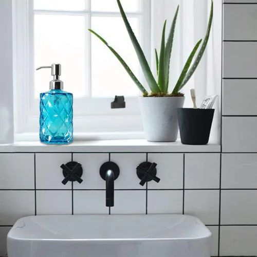 Miniatura 5 de JASAI Dispensador de jabón Diamond Design con bomba de jabón de acero inoxidable 304 a prueba de óxido, dispensador de jabón de cocina de 12 onzas
