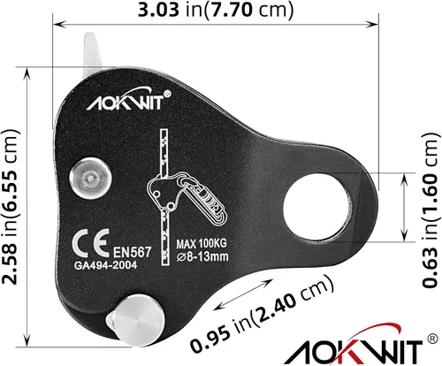 Miniatura 9 de Cuerda de escalada Ascender Grab Protección contra caídas Dispositivo de Belay Equipo de escalada de árboles, Equipo de rapel Ascensor de cuerda