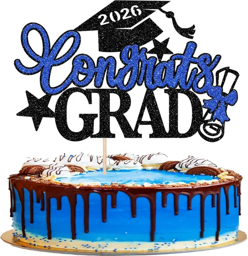 Miniatura 41 de 1 paquete de decoración para tarta de graduación para niña, con purpurina, para diploma, decoración para adultos mayores 2026, para niñas, escuela