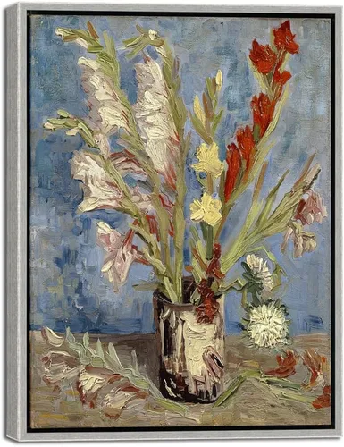 Miniatura 11 de Wieco Art Jarrón con gladiolos y asteres de China por Van Gogh Famosas pinturas al óleo Reproducción de pinturas al óleo modernas florales Giclée