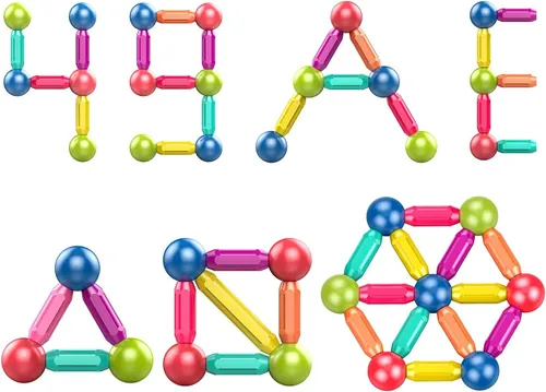 Miniatura 8 de Juego de bolas y varillas magnéticas, bloques de construcción magnéticos Montessori, juguetes magnéticos para niños pequeños, juguetes sensoriales
