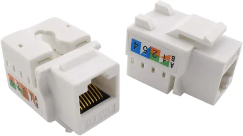 Miniatura 4 de Placa de pared Ethernet RJ45 CAT.6, paquete de 1 placa frontal de acoplador en línea de conector Keystone de red Cat6 con conector de módulo RJ45