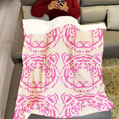 Miniatura 4 de SXCHEN Mantas de felpa para sofá cama de 60 x 80 pulgadas, diseño de tigre rosa