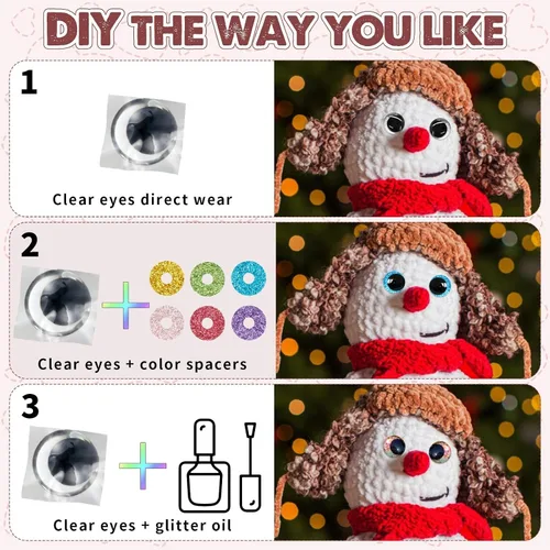 Miniatura 5 de MUCUNNIA 120 piezas 18 mm Ojos de seguridad de brillo 3D para crochet con arandelas en forma de cuenco, ojos de crochet amigurumi lunares