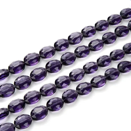 Miniatura 4 de 50pcs Checa 16mm (0.63 inch) Grande facetado Plano Oval Cristal Cuentas Espaciador Amatista Púrpura