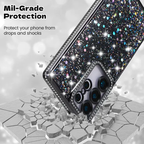 Miniatura 5 de FABSPARK Funda para Samsung Galaxy S22, Cristal Brillante Diamante Pedrería Lentejuela Brilloso Reluciente Espumoso Brillante Lujoso Galvanizado