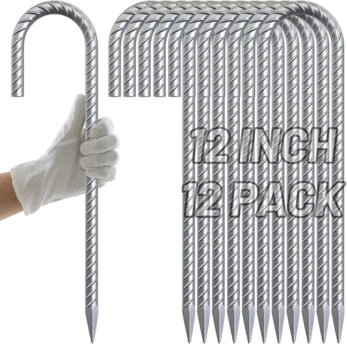 Miniatura 19 de AAGUT Juego de 8 estacas para trampolín de 16 pulgadas, kit de anclaje de amarre para trampolín de 3/8 pulgadas, resistente al viento, accesorios