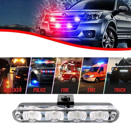 Miniatura 5 de 16 luces LED de policía estroboscópicas para automóvil, luces reflectivas para tablero de vehículo de emergencia de 12 V
