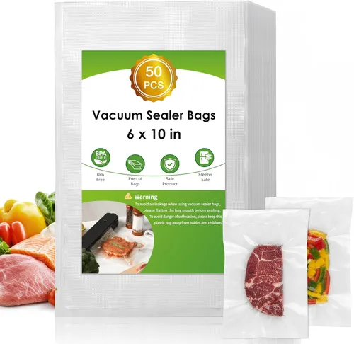 Miniatura 23 de Moretoes - 200 piezas de bolsas selladoras al vacío, bolsas para conservar alimentos de un cuarto de galón, 8" x 12", sin BPA, bolsas precortadas