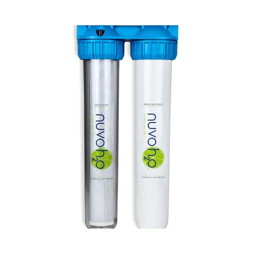 NuvoH2O Sistema de filtro de agua de 2 etapas a base de cítricos, sin sal + suavizante de agua y filtro de carbono, agua saludable y pura, elimina