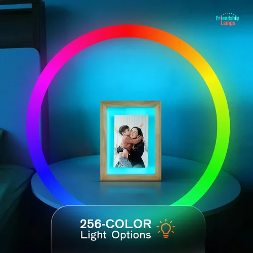 Miniatura 5 de Friendship Lamp® Marco de Fotos de Madera de Pino Nudoso Hecho a Mano en Estados Unidos - Lámpara Táctil Wi-Fi con Luz LED para Larga Distancia