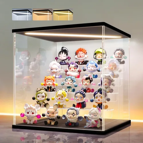Miniatura 33 de LANSCOERY vitrina acrílica con iluminación LED, caja de exhibición de 5 niveles para coleccionables y figuras de acción, organizador transparente a