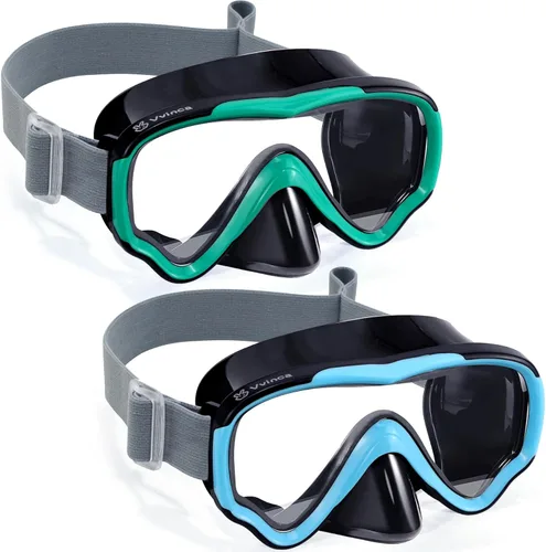 Miniatura 18 de Vvinca Kids-Goggles with Nose Cover, Diving Mask Elastic Fabric Strap Anti Fog Anti Shattered Lens for Kids Swim Goggles 3-14 11-verde