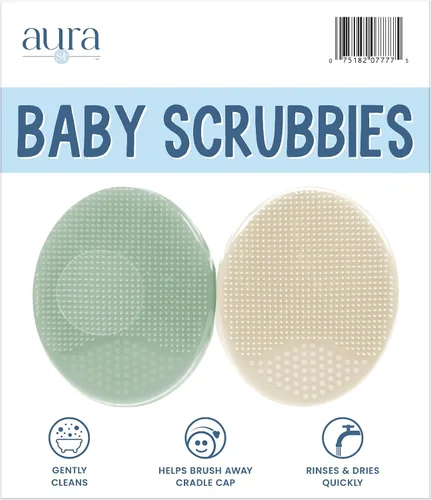 Miniatura 9 de S&T INC. Cepillos de baño exfoliantes y de masaje para la costra láctea del bebé, de silicona - 2 pulgadas x 2.5 pulgadas, gris y turquesa, paquete