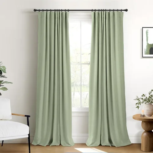 Miniatura 50 de INOVADAY Cortinas térmicas para puerta corredera 100% opacas para dormitorio, cortinas de puerta corrediza de vidrio extra anchas para patio, lino