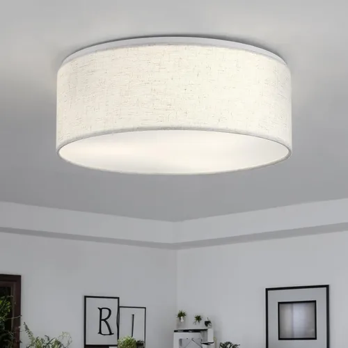 Luupyia Lámpara de Techo Tipo Tambor de 3 Luces 12.6 Pulgadas, Luminaria de Techo Semi-Empotrada Vintage Única con Pantalla de Tambor de Tela,