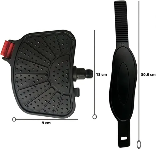 Miniatura 3 de YBEKI Pedales de bicicleta estática de grado profesional, eje de 9/16 pulgadas y 1/2 pulgadas, correas ajustables, se adapta a bicicletas