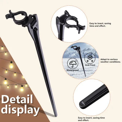 Miniatura 4 de 100 estacas de luz de Navidad de 9.5 pulgadas, estacas de luz de césped para luces navideñas de cadena C7 C9, soportes de luz universales