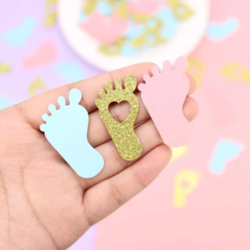 Miniatura 2 de Huella de confeti para baby shower para revelación de género, decoración de mesa de fiesta, regalo de fiesta de género para bebé, caja
