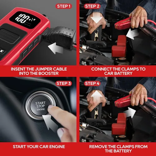 Miniatura 7 de ECOMAX ECA80 - Arrancador de batería de automóvil, 1500 A pico 15000 mAh portátil para arrancador de coche (7L Gas/5L Diesel) con carga rápida