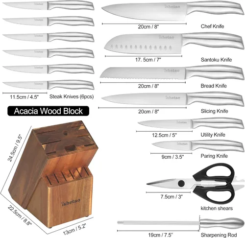 Miniatura 2 de Juego de cuchillos para cocina con bloque, juego de cuchillos de cocina de 15 piezas, juego de cuchillos de chef ultra afilados para cocina, juego