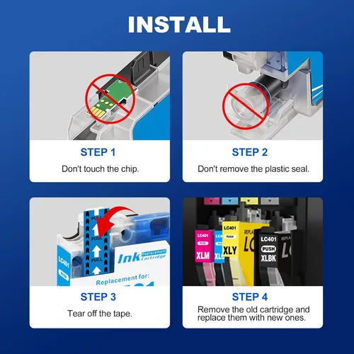 Miniatura 7 de LC401XL - Cartuchos de tinta de alto rendimiento (paquete de 4), no compatibles con impresoras Brother LC-401XL LC401 XL MFC-J1010DW MFC-1012DW