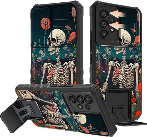 Miniatura 17 de Rossy Funda para Samsung Galaxy S22 Ultra para Samsung S22 Ultra con cubierta deslizante para cámara con función atril, funda híbrida de doble capa