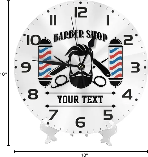 Miniatura 8 de Reloj de pared personalizado para peluquería, reloj de pared personalizado con texto sin tictac, silencioso, silla de peluquería personalizada de 10