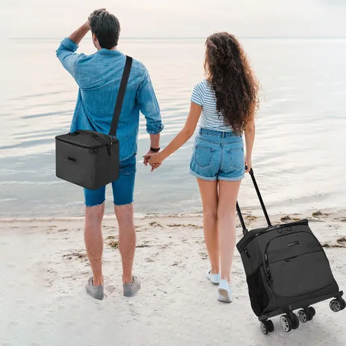 Miniatura 7 de Hielera suave con ruedas – Doble capa con bolsa de almuerzo plegable enfriador, grandes bolsas de hielo portátiles extraíbles a prueba de fugas