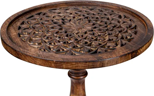 Miniatura 7 de Mesa de café de madera, mesa auxiliar con pilar individual, mesa pequeña, mesita de noche, mesa lateral, mesa de cabecera, mesa lateral de sala