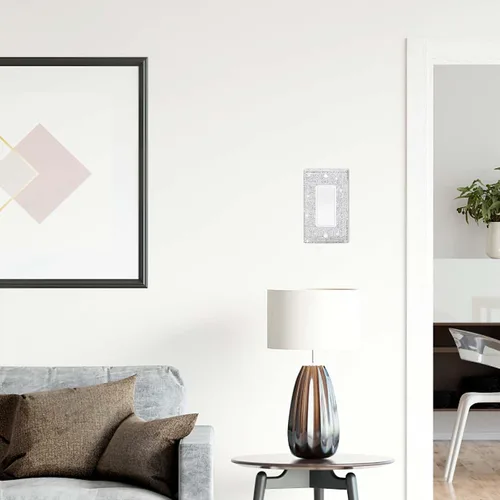 Miniatura 4 de Placa de pared para interruptor de diamantes de imitación brillantes plateados, cubiertas para interruptor de luz de palanca de doble banda