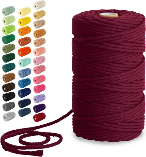 Miniatura 62 de Nook Theory - Cuerda de macramé de 3 mm, 220 yardas de cuerda de algodón, hilo de 4 mm y 5 mm, cuerda para manualidades, perfecta para colgantes