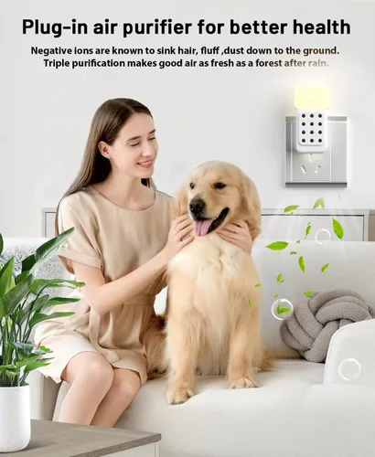 Miniatura 8 de ySky Purificador de aire enchufable para el hogar (paquete de 3), purificadores de aire de iones negativos con sensor de movimiento, mini
