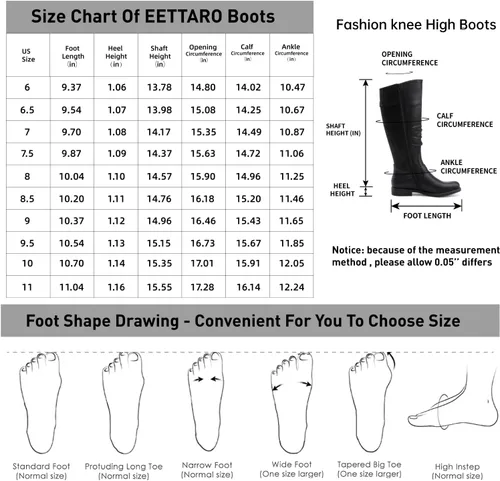 Miniatura 6 de EETTARO Botas de media pantorrilla para mujer, botas elásticas de tacón bajo hasta la rodilla, botas de invierno con cremallera lateral