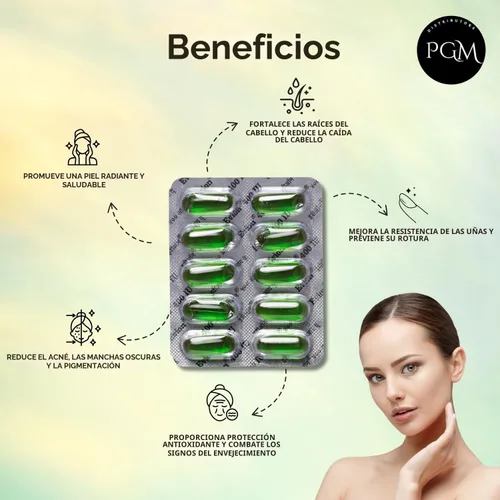 Miniatura 4 de 50 cápsulas Evion de vitamina E para una cara brillante, cabello fuerte, acné, uñas, piel brillante 400 mg