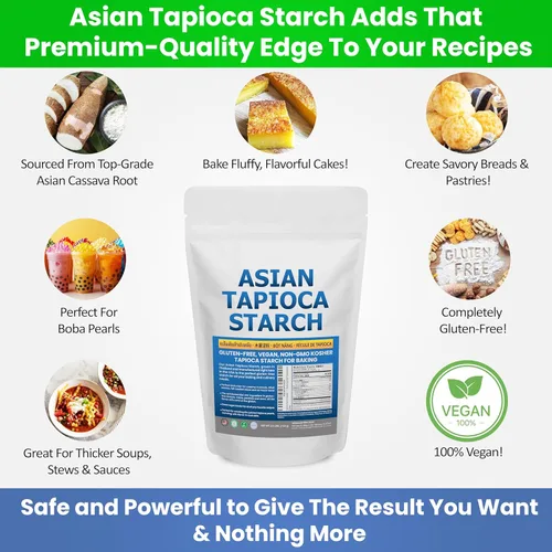 Miniatura 5 de Harina de tapioca para hornear – Polvo de almidón de tapioca bolsa de polietileno resellable de 2.5 libras – Sin OMG, sin gluten, vegano, kosher, a