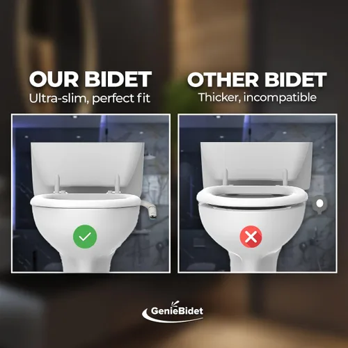 Miniatura 4 de GenieBidet Accesorio de bidé para inodoro – Accesorio higiénico ultrafino para zurdos para inodoros existentes – Accesorio de asiento de inodoro