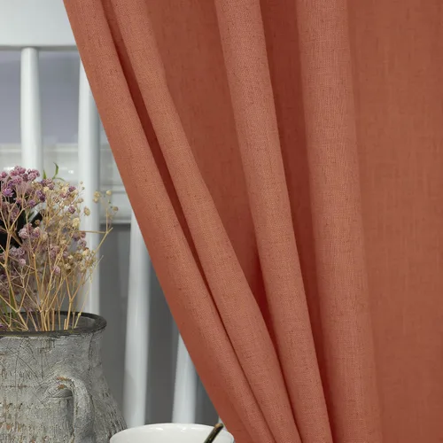 Miniatura 312 de Cortinas de lino gris claro, 2 paneles, presillas traseras, bolsillo para cortinero, semitraslúcidas, ahorran energía, estilo rústico, arpillera