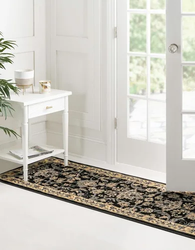 Miniatura 4 de Unique Loom Sialk Hill Collection Alfombra de Área - Washington (2' 11" x 16' 5" Pasillo Negro/Gris)