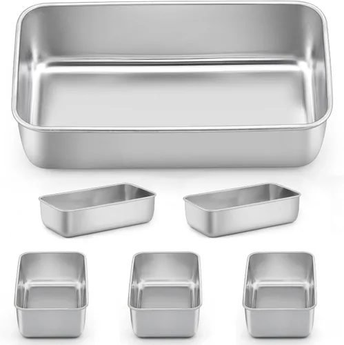 Miniatura 14 de LIANYU Paquete de 4 moldes para pan para hornear pan, molde para pan de 9 x 5 pulgadas, molde para pan de acero inoxidable para pastel de carne