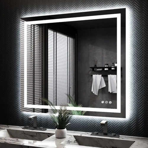 Miniatura 33 de ISKM Espejo LED con marco para baño de 40"x30", espejo de baño LED regulable con luces, antivaho, espejo iluminado frontal y retroiluminado de 3