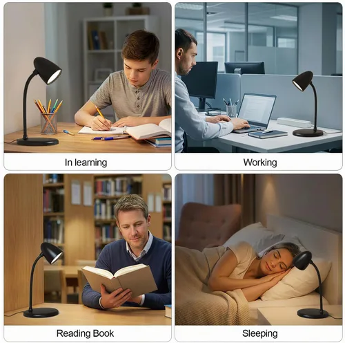 Miniatura 3 de Lámpara LED de escritorio para oficina en casa, 3 colores de luz, lámpara de mesa, luz de lectura regulable para mesita de noche, lámpara