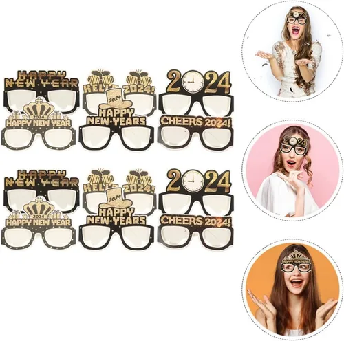 Miniatura 8 de ABOOFAN 12 lentes de feliz año nuevo 2024 gafas de fiesta de Año Nuevo Hola 2024 gafas de sol regalos de fiesta accesorios para cabina de fotos 2024